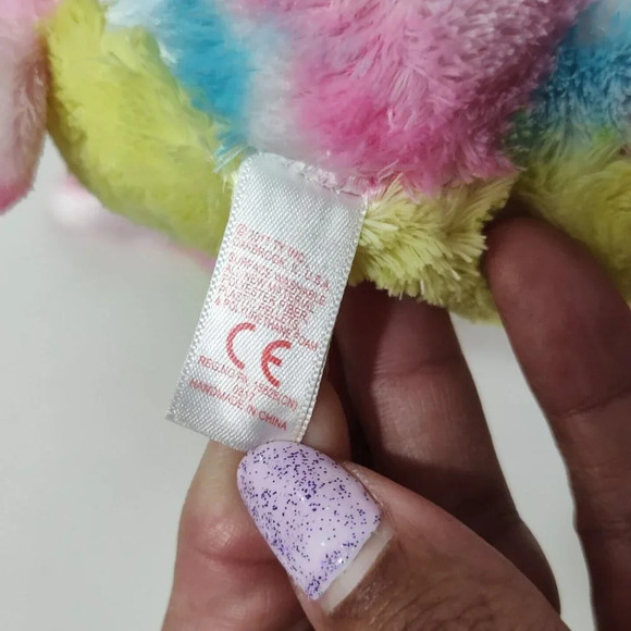 Ty Beanie Boos TySilk Lollipop Bunny Rabbit Plush Pink Colorful 2017 9" FLAW - Picture 7 of 8